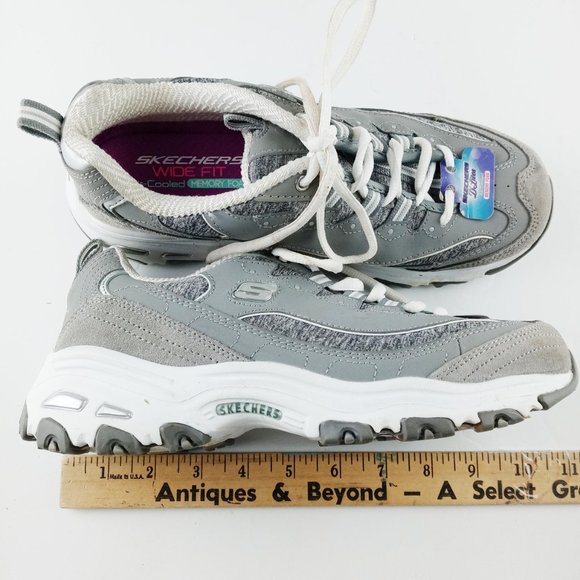 Skechers D'Lites Women's Size-7 Air-Cooled Memory Foam Gray Shoes 11936W - Picture 5 of 8